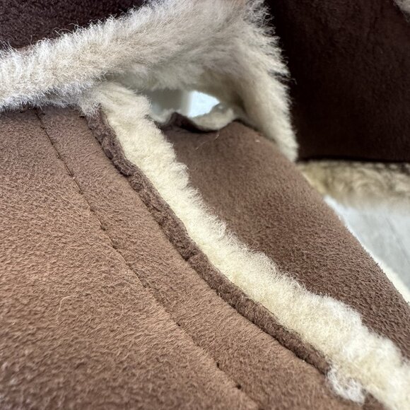 Vintage 70's Shearling Sheepskin Coat Womens Medium Brown Boho Hipster Ranch - Picture 6 of 12